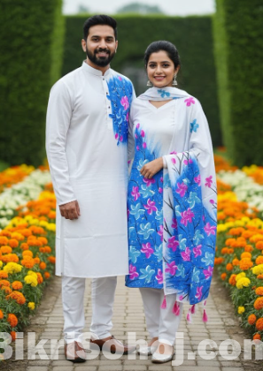 Panjabi Three Piece Couple Set